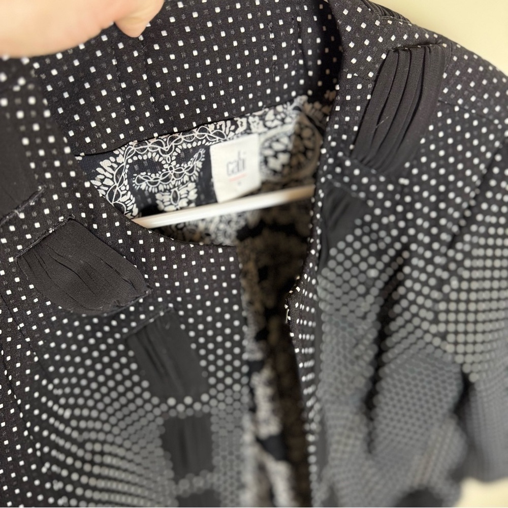 CAbi Black and White Polka Dot Blazer Size 4 Business Casual - Picture 3 of 3